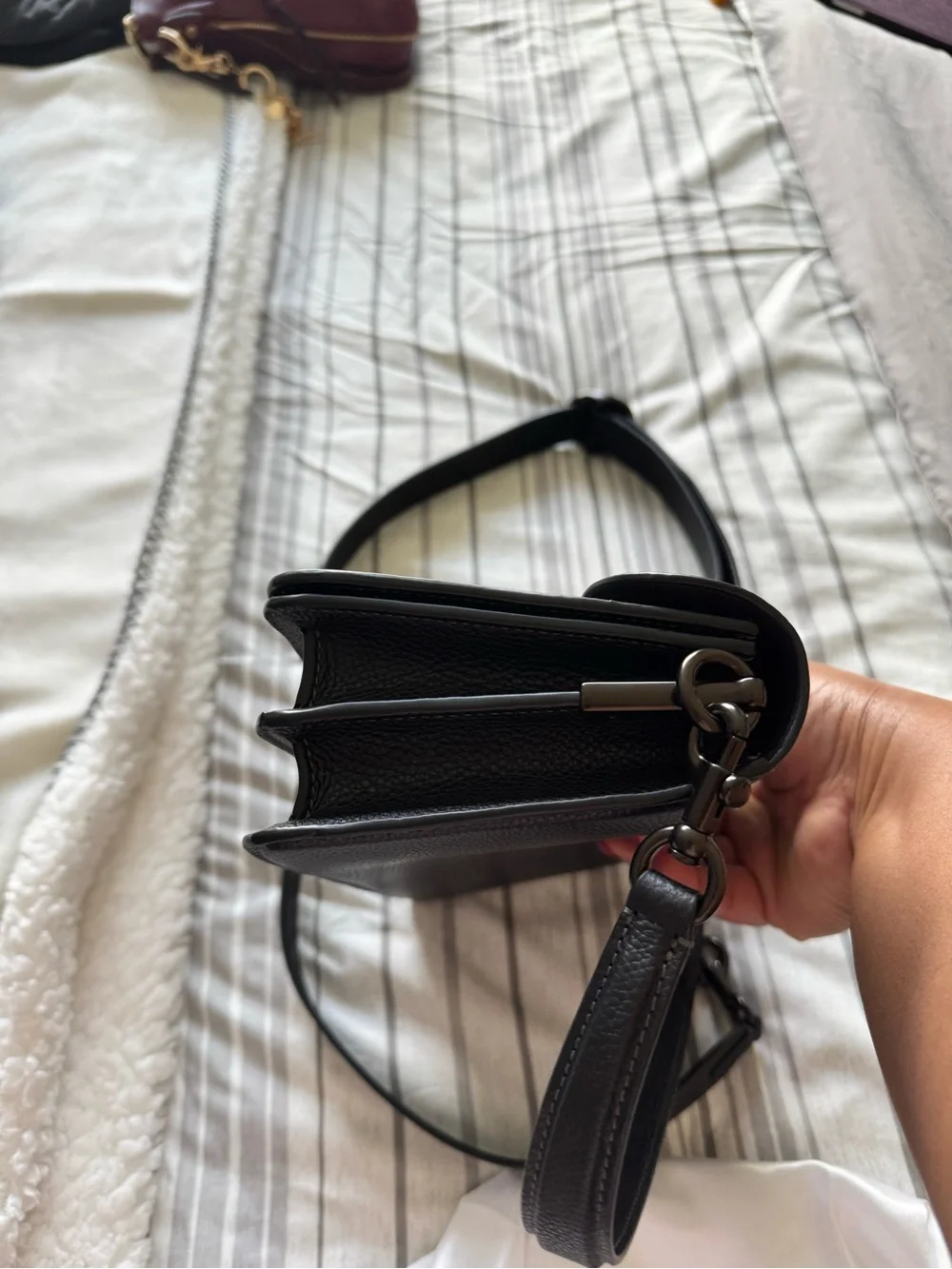 Coach Pebble Leather Black Tabby Crossbody with Signature 'C'
